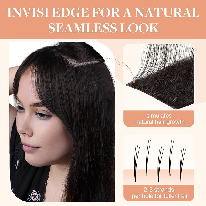 GOO GOO Invisi Edge Tape in Hair Extensions Human Hair, 2 Dark Brown, 6pcs 12inch 15g, Virgin Remy Hair, Seamless Injected Tape, Natural Look