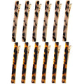 Cobahom 12Pcs Leopard Print Hair Clips Resin Barrettes Tortoise Shell Hair Clip Duckbill Clips for Women Hair Accessories (6 Deep Pattern + 6 Light Pattern)