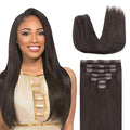 Lashey Clip in Hair Extensions Real Human Hair, 14 Inch 7pcs 120g #2 Dark Brown Straight Remy Human Hair Extensions Natural Thick Clip in Hair Extensions for Black Women