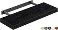 QEEIG Floating Shelf for Wall Bathroom Shelves Bedroom Kitchen Living Room Farmhouse Small Book Shelf 16 inch Set of 1, Black (015-B1)