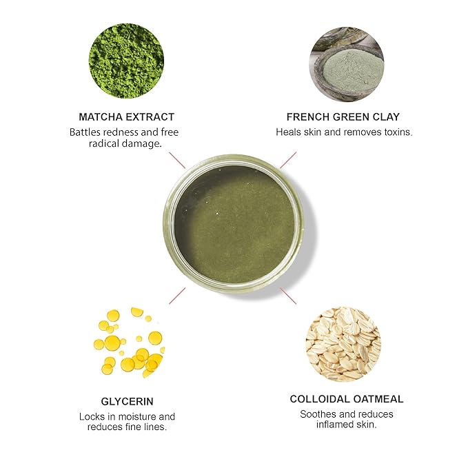 100% PURE Matcha Oat Face Scrub Facial for Glowy Radiant Skin Exfoliator & Pore Minimizer Natural Skincare for Women & Men, Vegan - 3 oz