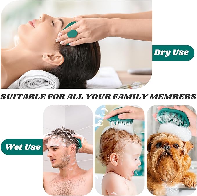 URTHEONE Scalp Massager Shampoo Brush for Hair Growth,Soft Silicone Scalp Scrubber Shower Brush for Women Men Kids Stress Relax&Scalp Exfoliator,Scalp Scrubber for Dandruff Removal (Forest)