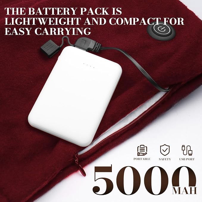 EN'DA professional Heated Scarf for Women and Men with Rechargeable Battery, Winter Electric Scarf for Cold Weather