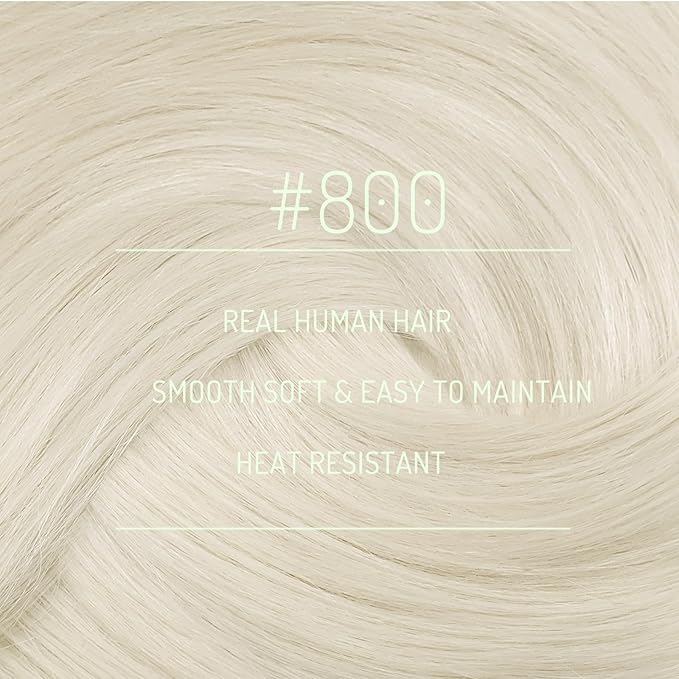 RUNATURE Human Hair Clip in Extensions, Platinum Blonde Clip in Hair Extensions Real Human Hair, Well Blended Soft Brazilian Remy Hair for Women, Short Hair Extensions 10 Inch 80g 7pcs #800