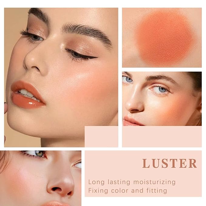 Cream Blush Stick for Cheeks Makeup, Waterproof Face Blush Stick Multi-Use Lip and Cheek Tint, Matte Finish Easy to Blend Lightweight Natural Cream Blusher Makeup for All Skin Tones-Orange