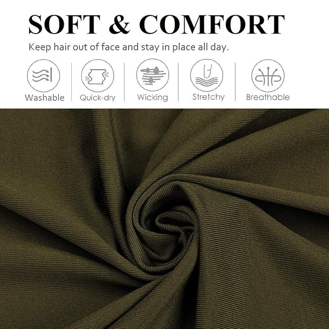 Huachi Women's Headbands Athletic Yoga Workout Sports Exercise Elastic Non Slip Sweatbands Women Summer Cloth Hair Bands Plain Colors