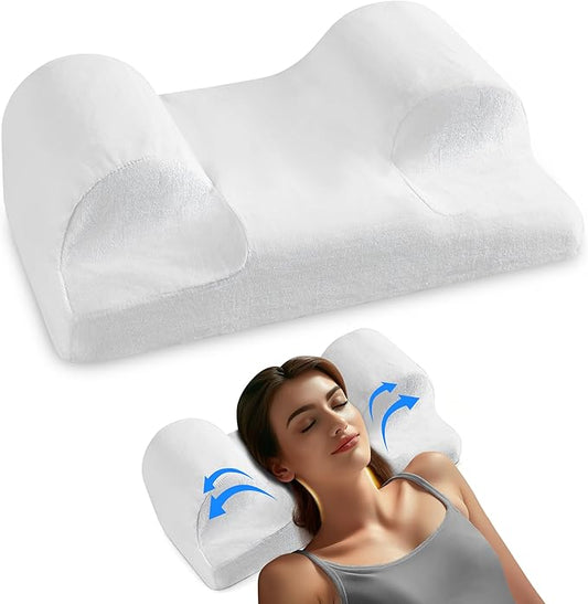 YourFacePillow, Back Sleeper Beauty Pillow, Cervical Neck Pillow, Patented Contour Memory Foam Pillow, Ergonomic Neck, Back and Shoulder Support. Back Sleeping Reduces Pressure on Skin - Standard