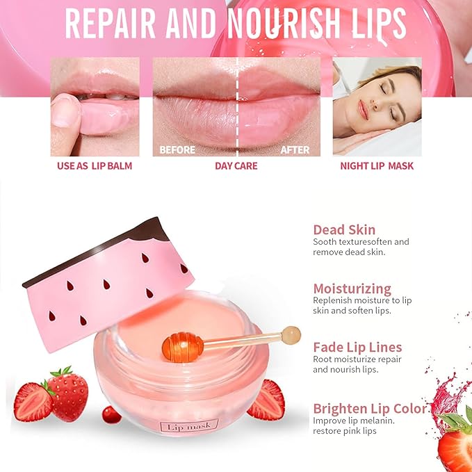 Bee Lip Balm Honey Pot, Apple Lime Sleeping Lip Mask Overnight Hydrating Dry and Crack Lip Exfoliator Scrubs Propolis Lip Balm (Apple Lime)