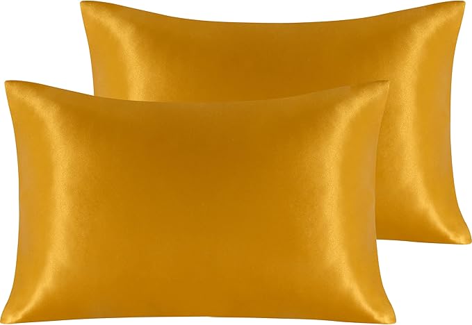 NTBAY 2 Pack Satin Queen Pillowcases for Hair and Skin, Luxurious and Silky Pillow Cases with Envelope Closure, 20x30 Inches, Golden Brown