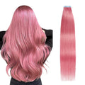 SUYYA Tape in Hair Extensions - Human Hair, Hot Pink, 18 Inch, 10PCS/Pack, Straight, 25g