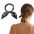 THXSILK Hair Silk Scrunchies with Bow for Women Pure Mulberry Silk Hair Cute Ring Ties Scrunchies for Girls Women's Thick Hair, Charcoal, 2.8"