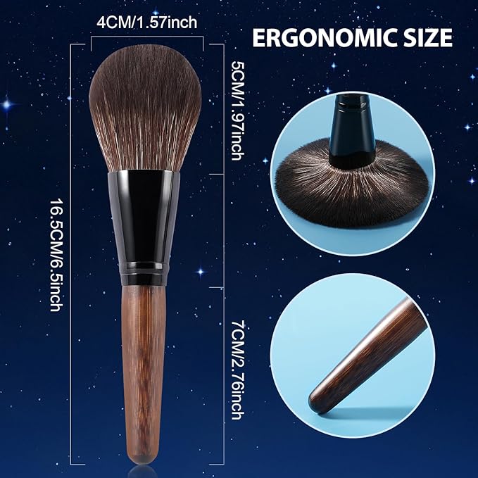 Large Bamboo Mineral Powder Brush, Fluffy Foundation Makeup Brush Kabuki Brushes with Soft Synthetic Bristles for Loose & Pressed Powder, Liquid, Cream, Buffing, Blending, Vegan & Cruelty-Free Tool