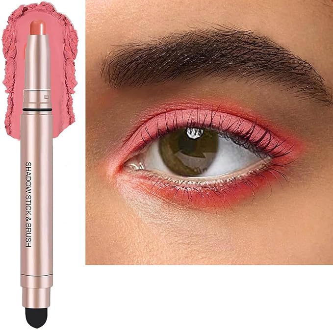 Red Matte Eyeshadow Stick, Smooth Cream Shimmer Single Eyeshadow Pencil High Pigment Long Lasting Waterproof Eye Shadow Pen, Hypoallergenic Eye Highlighter Stick Create Multi-Dimensional Eyes Look 04#