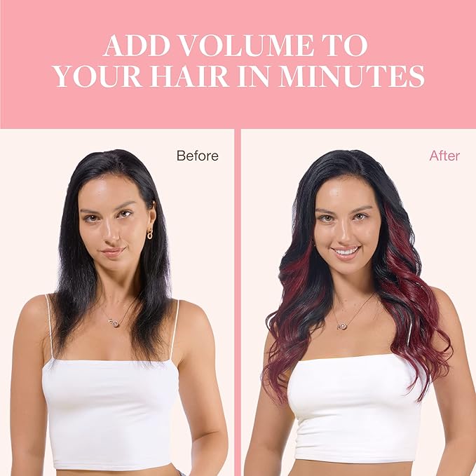 GOO GOO Clip in Hair Extensions Real Human Hair, Remy Human Hair Extensions Clip ins for Women, Natural Human Hair, 14inch 120g 7Pcs, 530 Burgundy