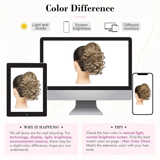 REECHO 9" Short Ponytail Extension, Classic Loose Curly Wavy Claw Clip Pony tails Hair Extensions HP001 Hairpieces for Women - Medium Blonde with Blonde Highlights