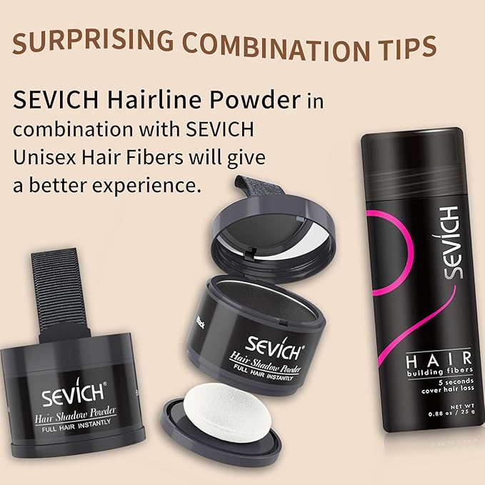 SEVICH Instantly Hairline Shadow Hairline Powder, Quick Cover Grey Hair Root Concealer, Eyebrows & Beard Line, Hair Root Touch Up for Thinning Grey Hairline, Windproof&Sweatproof, Dark Brown