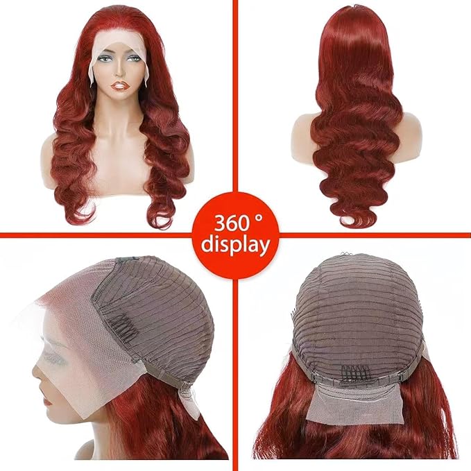 Reddish Brown Lace Front Wig 13X6 Body Wave Lace Front Wigs Human Hair Pre Plucked with Baby Hair 33# Colored Red Wig 180% Density for Women 26Inch