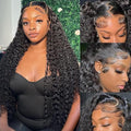 28 Inch 13x6 HD Transparent Lace Frontal Wigs Human Hair 200% Density Deep Wave Lace Front Wigs Human Hair For Women 100% Real Human Hair No Synthetic Blend No Tangle No Shedding Triple Lifespan 3X
