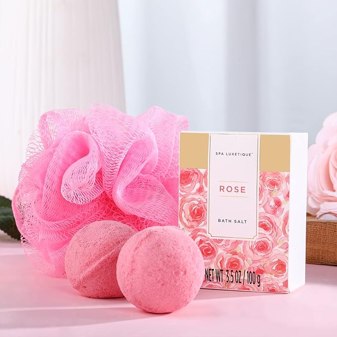 spa luxetique Gift Set For Women, Bath Sets for Women Gift, 8 Pcs Rose Spa Basket Includes Bubble Bath, Shower Gel, Body Lotion, Birthday Spa Gifts, Mother‘s Day Gifts for Mom, Christmas Gifts for Her