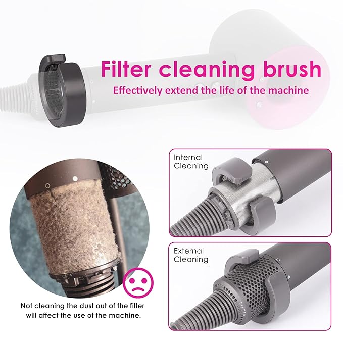 Upgraded Hair Dryer Filter Mesh Replacement for Dyson Supersonic HD01 HD03 HD08 Hair Dryer Attachment, Hair Dryer Outer Filter Cage with Filter Cleaning Brush (Black)