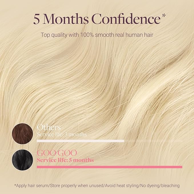GOO GOO Genius Tape in Hair Extensions, Hand Tied Tape Weft, 60A Platinum Blonde, 16inch 50g 20pcs, Remy Human Hair, Seamless Invisible Tape, Natural Blend, Lightweight