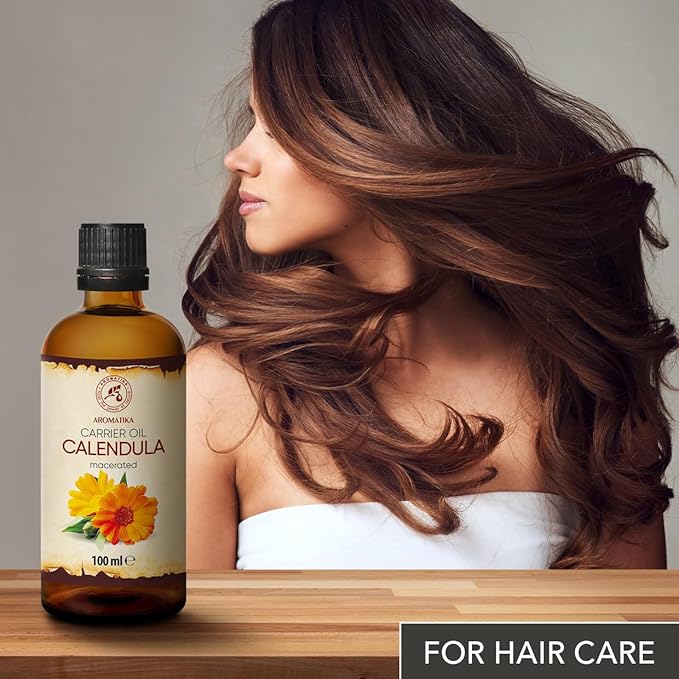 Calendula Oil 3.4 Fl Oz (100ml) - Calendula Officinalis Flower Extract – Infused - Almond Oil Base - 100% Pure & Natural - Marigold Oil – Benefits for Skin, Nails, Hair, Face, Body