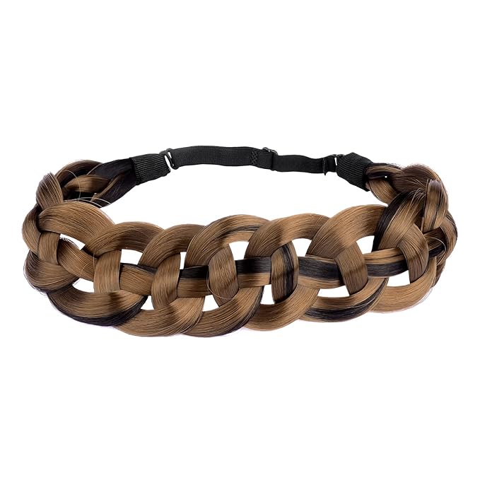 DIGUAN Hollow out Synthetic Hair Braided Headband Hairpiece Women Girl Beauty accessory for Women (Chocolate Toast)