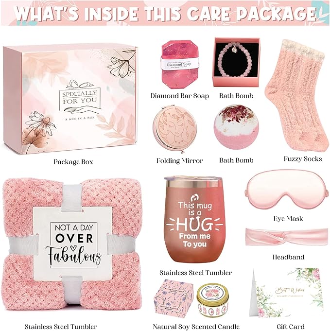 Christmas Gifts for Women, Birthday Gifts for Women Unique, Get Well Self Care Gift Basket-Anniversary Thank Friendship Retirement Spa Relax Gift Set Care Package for Mom Friend Sister Grandma Wife