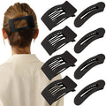 Velscrun Flat Hair Clips for Women Girls, 2 Styles 8 Pcs Lay Flat Claw Clips, Strong Hold French Duck Billed Large Side Hair Jaw Clip for All Hair Types, Fashion Trendy Hair Accessories Black