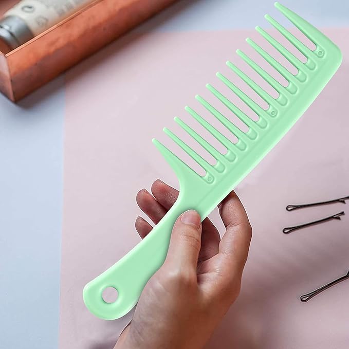 HYOUJIN Two Set Large Wide Tooth Comb - Detangling Wet or Dry Hair, Shower Comb for Women, Men, Curly, Long Hair, Green