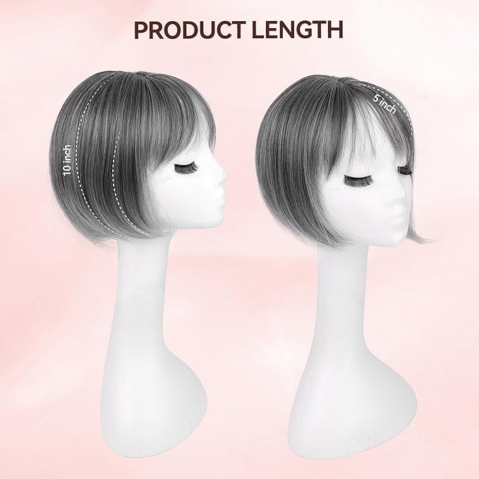 LEEONS Hair Toppers for Women Bob Toppers Hair Pieces for Women with Thinning Hair 360° 3D Cover Short Bob Wig Topper with Clip in Bangs Hair Pieces (Grey Mixed)