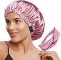 2Pcs Satin Bonnet Silky Bonnets Hair Bonnet For Sleeping Double Layer Curly Hair Sleep Cap Womens Silk Night Hats
