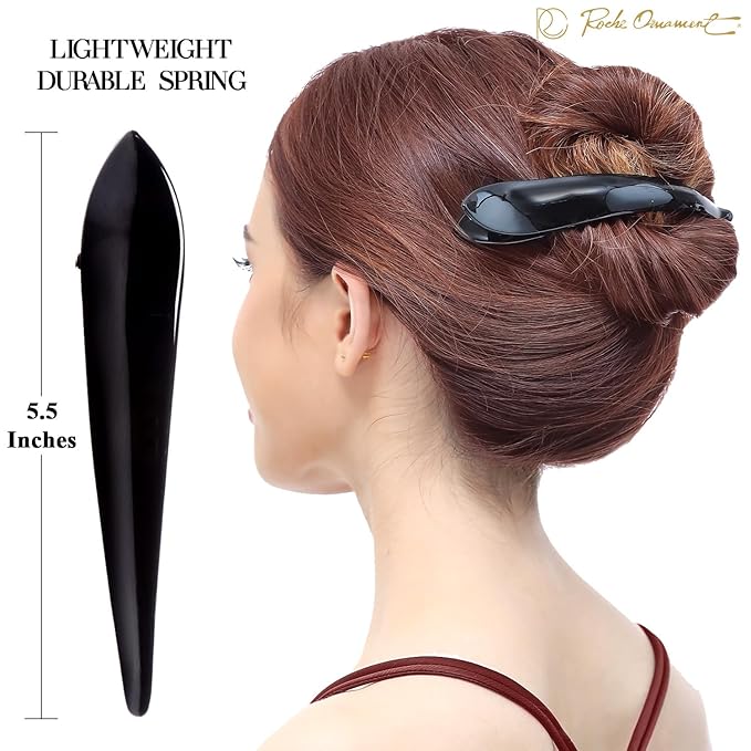 RC ROCHE 6 Pcs Duck Bill Alligator Hair Clips for Women Sectioning Flat Claw Long Thick Hair Inner Teeth Curved Styling Jaw Strong Secure Grip Salon, Large Black