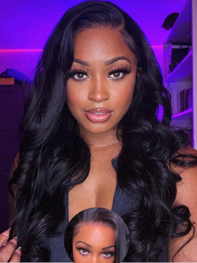 Julia Hair Body Wave Glueless 13x4 Lace Front Wigs Human Hair 12A Pre Cut Lace Frontal Wig Pre Bleached Bye Bye Knots Pre Everything Put on and Go 180% Density Fast Wear Wigs Natural Color 20 Inch