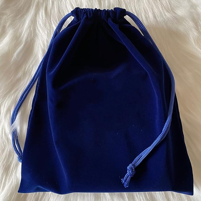 Aestivate 8 Pack Large Velvet Drawstring Pouch, Velvet Bag 8×10 Inch Storage Bag Cosmetics Pouches Dust Bag 8 Pieces (Navy Blue)