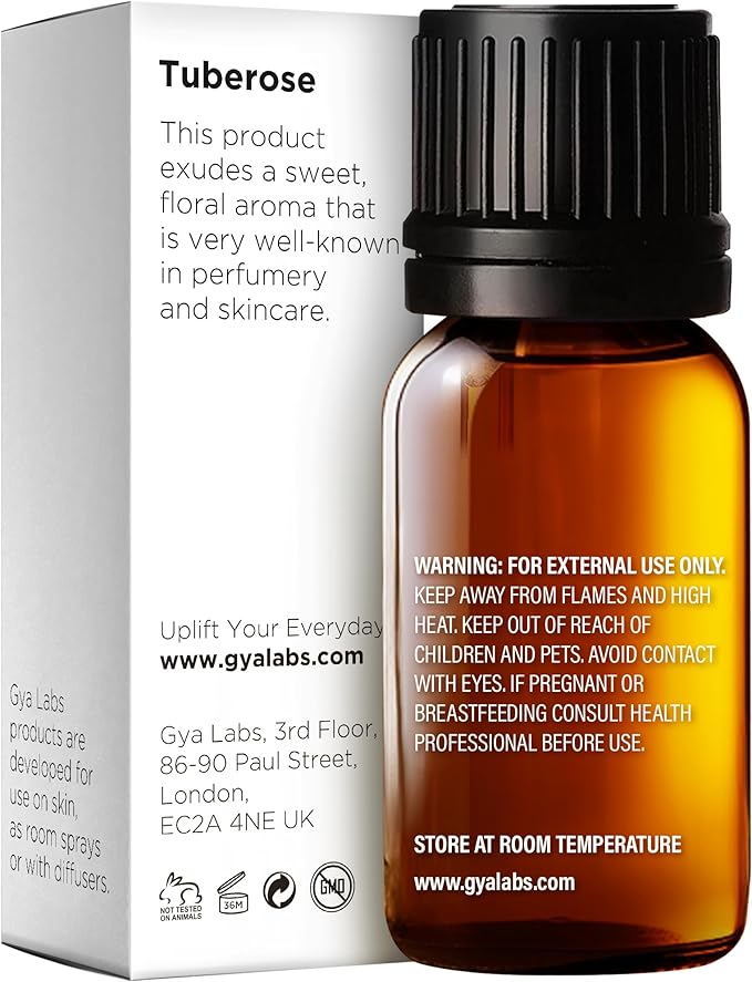 Gya Labs Tuberose Essential Oil - 0.34 Fl Oz - for Hair, Skin, Diffuser, Aromatherapy & DIY Candle Making Scent