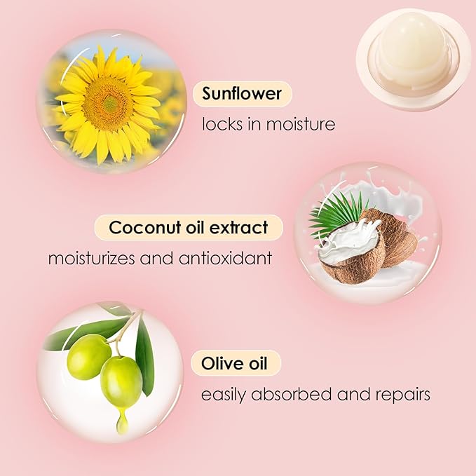 KISSIO Lip Balm,Peach Lip Balm,Lip Care with Sunflower,Olive and Coconut oils,Moisturize and Soothe Dry Chapped Lips,Make Lips Soft,Cruelty Free,0.12 oz(01#Peach)