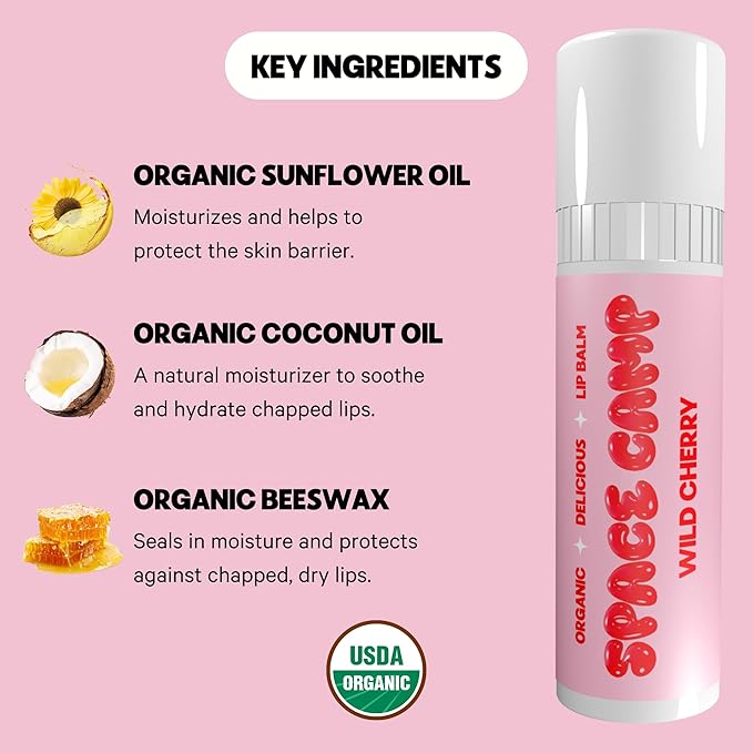 Wellness Jumbo Lip Balm - Wild Cherry Organic Flavored Balm (2 Pack)