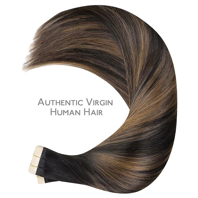 WENNALIFE Tape in Hair Extensions Human Hair, 40pcs 100g 18 inch Balayage Natural Black to Chestnut Brown Hair Extensions Real Human Hair Straight Tape in Extensions Invisible Human Hair Extensions