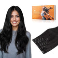 DOORES Clip in Hair Extensions Real Human Hair, Natural Black 18 Inch 135g 7pcs, Straight Remy Extensions for Women Thick Silky for Party
