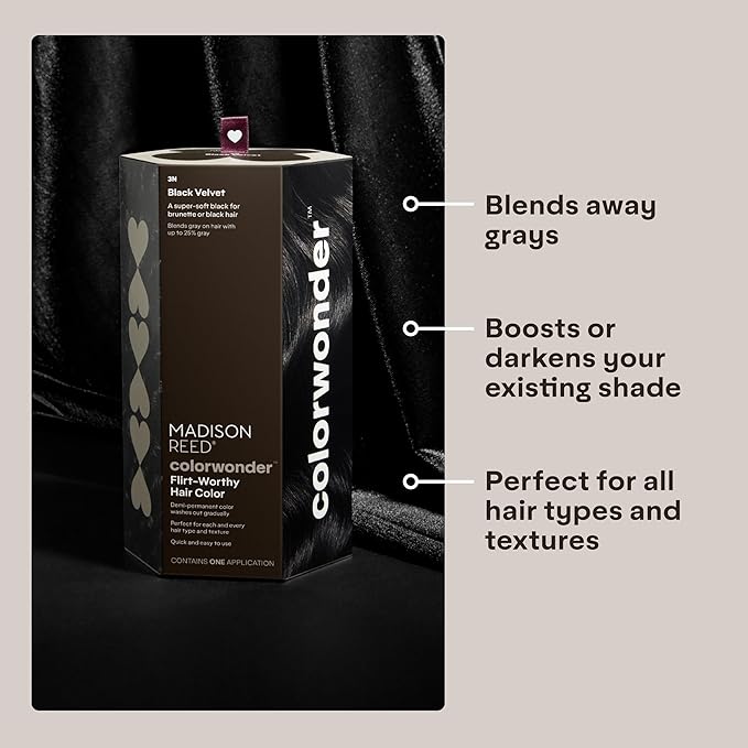 Madison Reed colorwonder Demi-Permanent Hair Color, Effortless At-Home Hair Dye, Ammonia-Free, Cruelty-Free, Black Velvet (3N Soft Black), Pack of 1