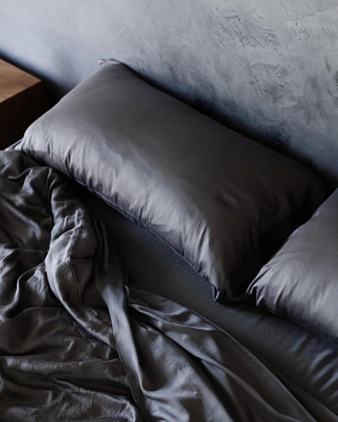 Cozy Earth King Pillowcases Set of 2 - Made of 100% Viscose from Bamboo, Ultra-Soft & Luxury, Woven from Naturally Breathable & Lightweight Fabric - Charcoal