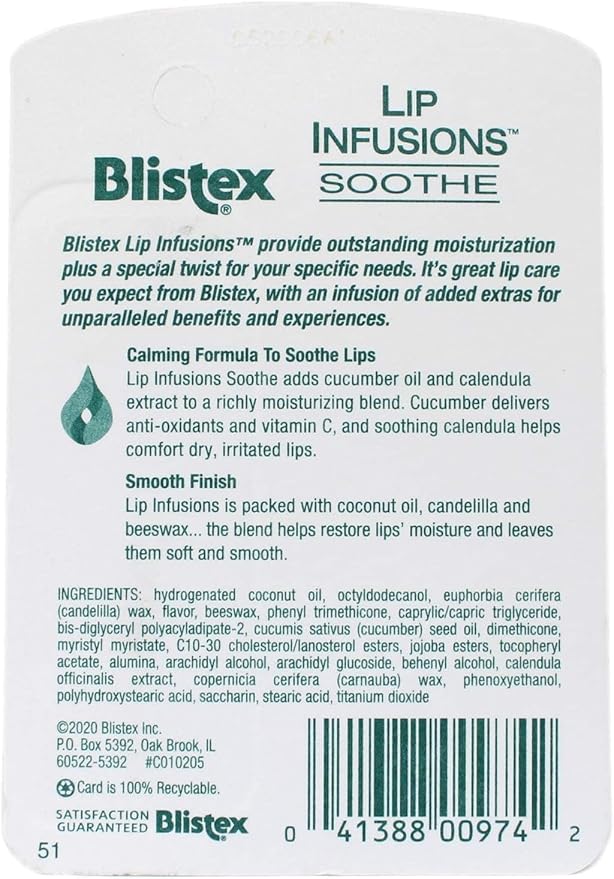 Blistex Lip Infusions Soothe Lip Moisturizer 0.13 Ounce (6 Pack)