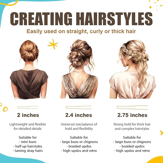 HOYOLS U Shaped Blonde Bobby Pins Assorted Size, Metal Clips for Buns Women Girls Hairstyle Updo Thin Thick Hair Gold, 150 Count