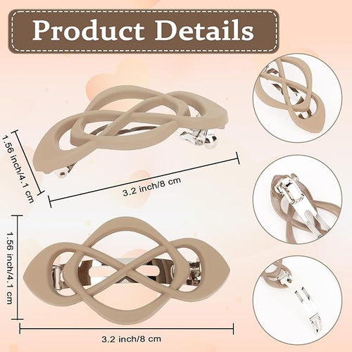 4packs Hair Clips French Hair Barrettes for Women Beige Khaki Brown Black Accessories for Women Girls