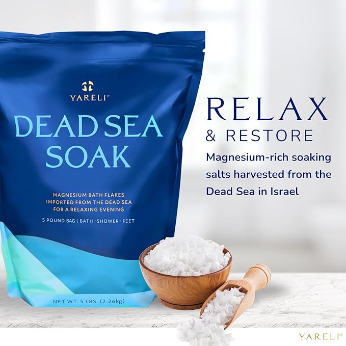 Magnesium Flakes, 5lb, Dead Sea Bath and Foot Soak, Alternative to Epsom Salt with Over 250,000mg of Magnesium Chloride Per Bag