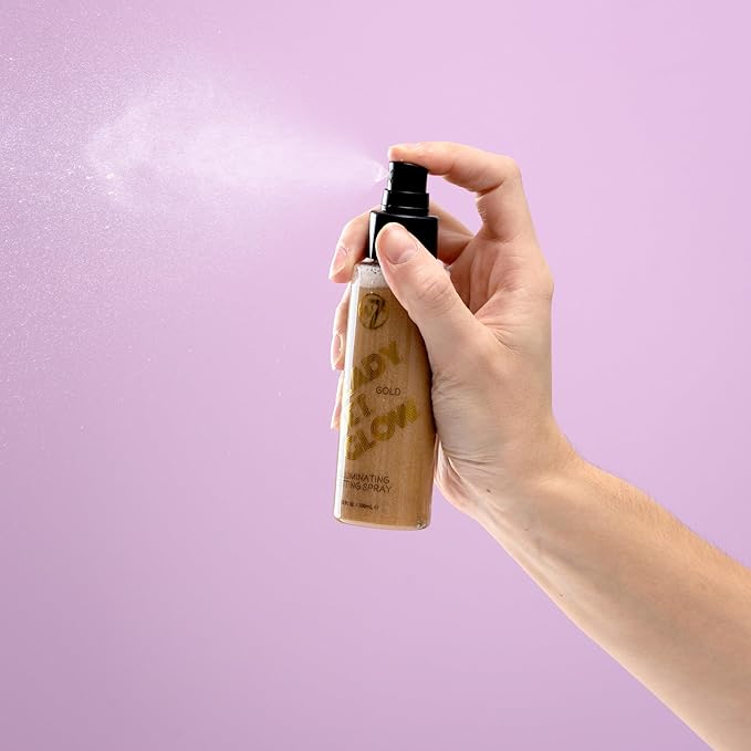 W7 Ready Set Glow Trio - 3 Piece Set - Makeup Setting Spray - Shimmer Finish - Long-Lasting, Ultra-Fine Formula (Rose Gold, Gold & Holo)