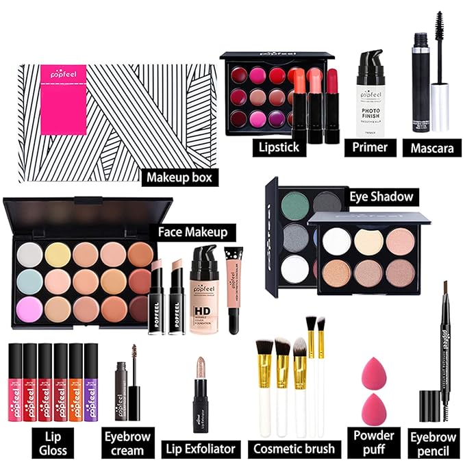 Multi-purpose Makeup Kit All-in-One Makeup Gift Set Colours Mix Eyeshadow Concealer Lip Gloss Pressed Powder and Powder Blusher Cosmetic Makeup Palette Set Kit #091