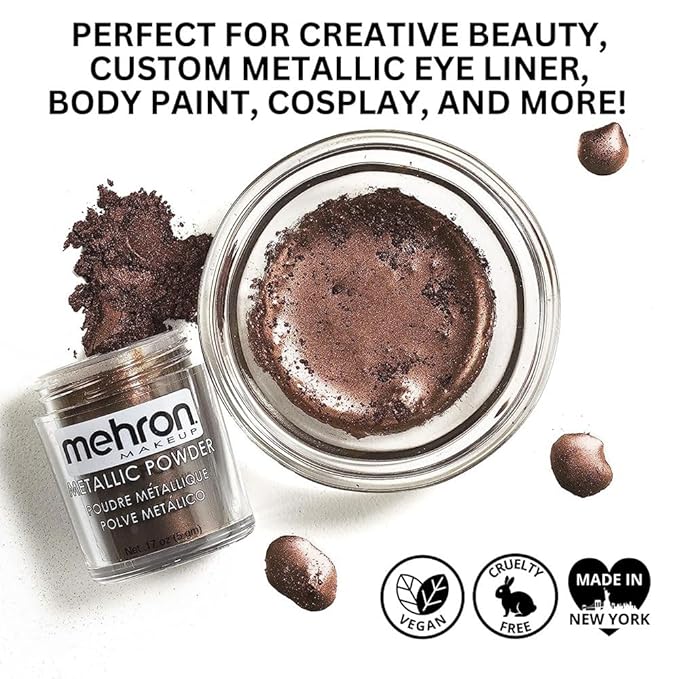 Mehron Makeup Metallic Powder (.17 oz) with Mixing Liquid (1 oz) (BRONZE)