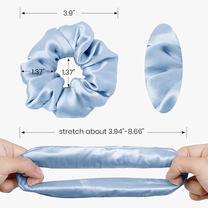 LILYSILK Silk Hair Scrunchies/Ties for Frizz & Breakage Prevention, 100% Mulberry, No Damage, Elastic ponytail Holders, 1Pc, Sky Blue